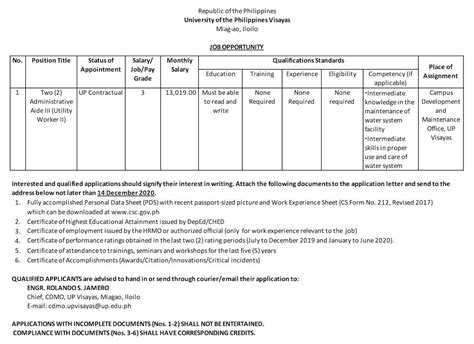 JO Posting for Admin AIde I (Utility Worker and Gardener) .
